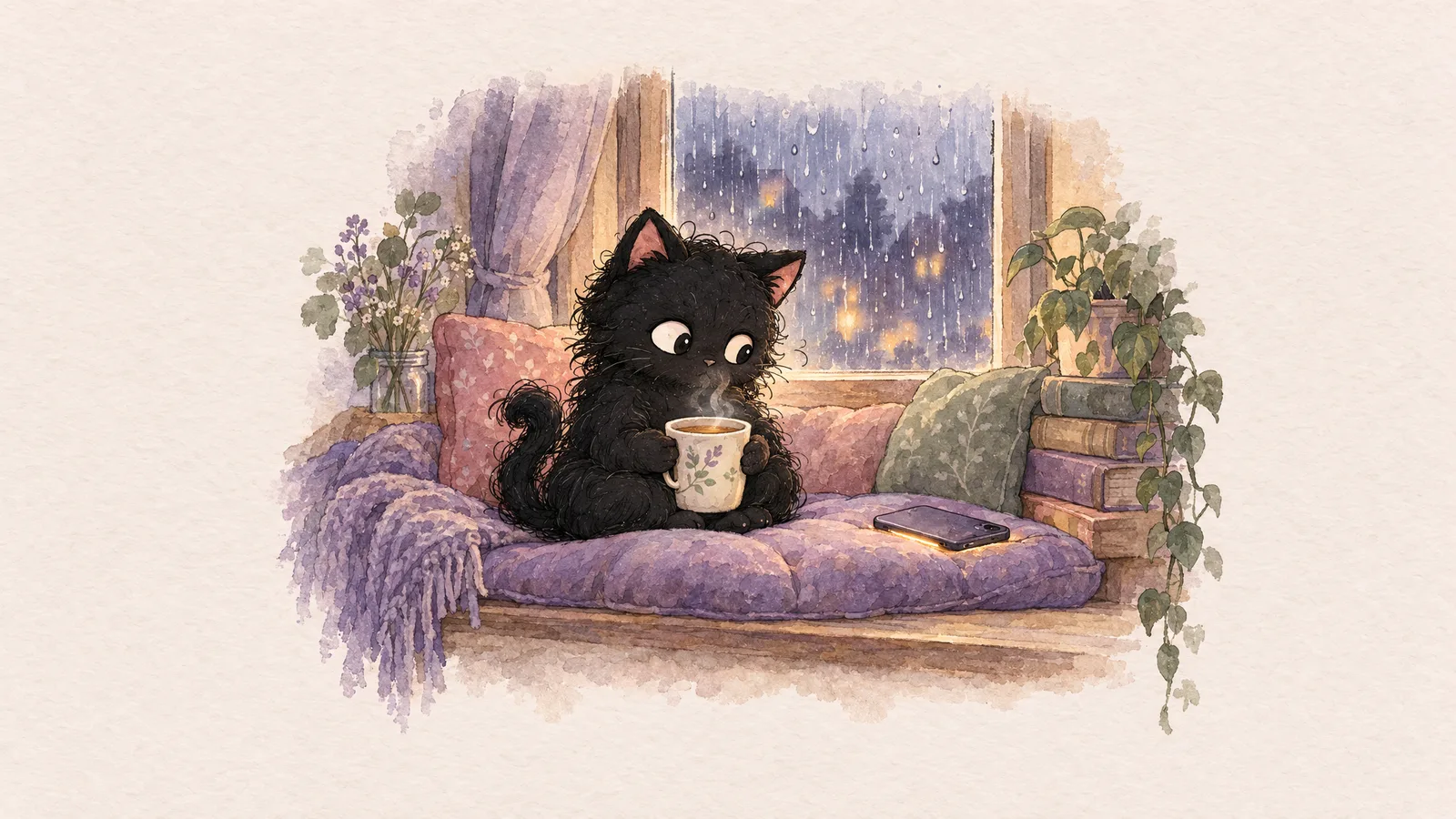 Mochi the black cat, relationship overthinking.